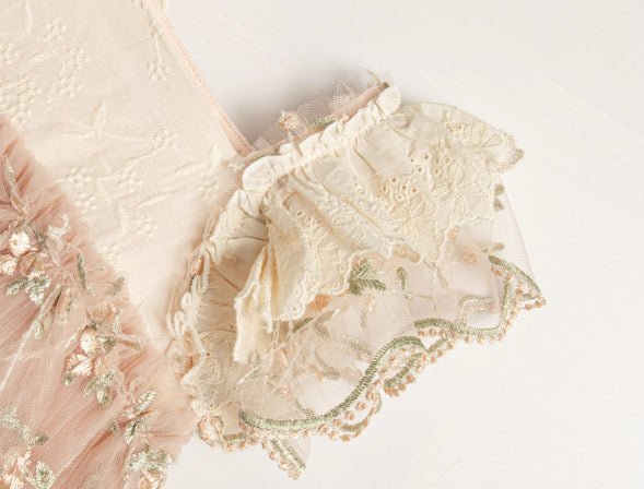 Tear drop lace tie back romper