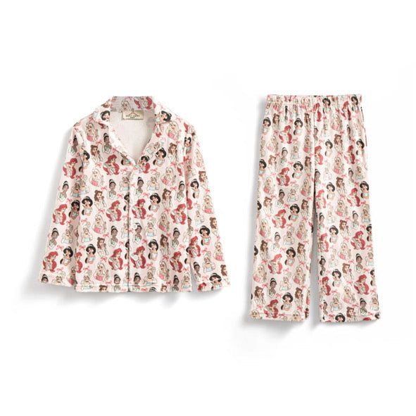 Girl gang bow buttoned pyjamas