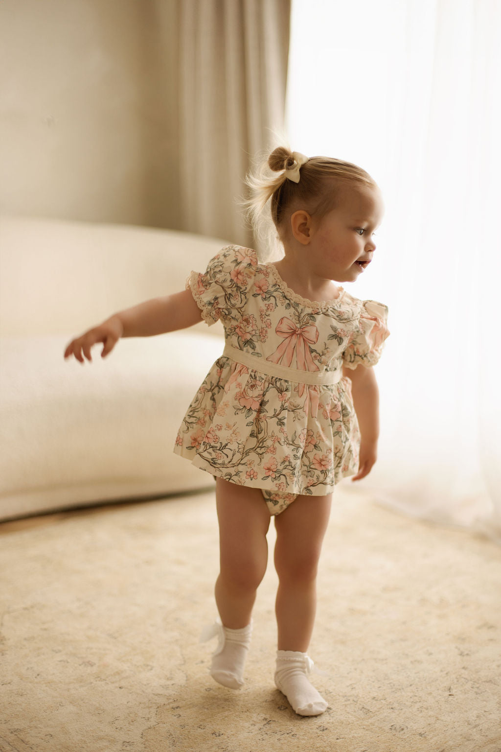 Vintage bow garden romper