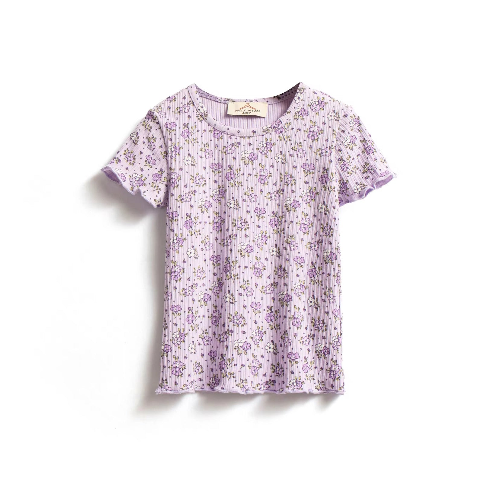 Lilac floral ribbed flare set