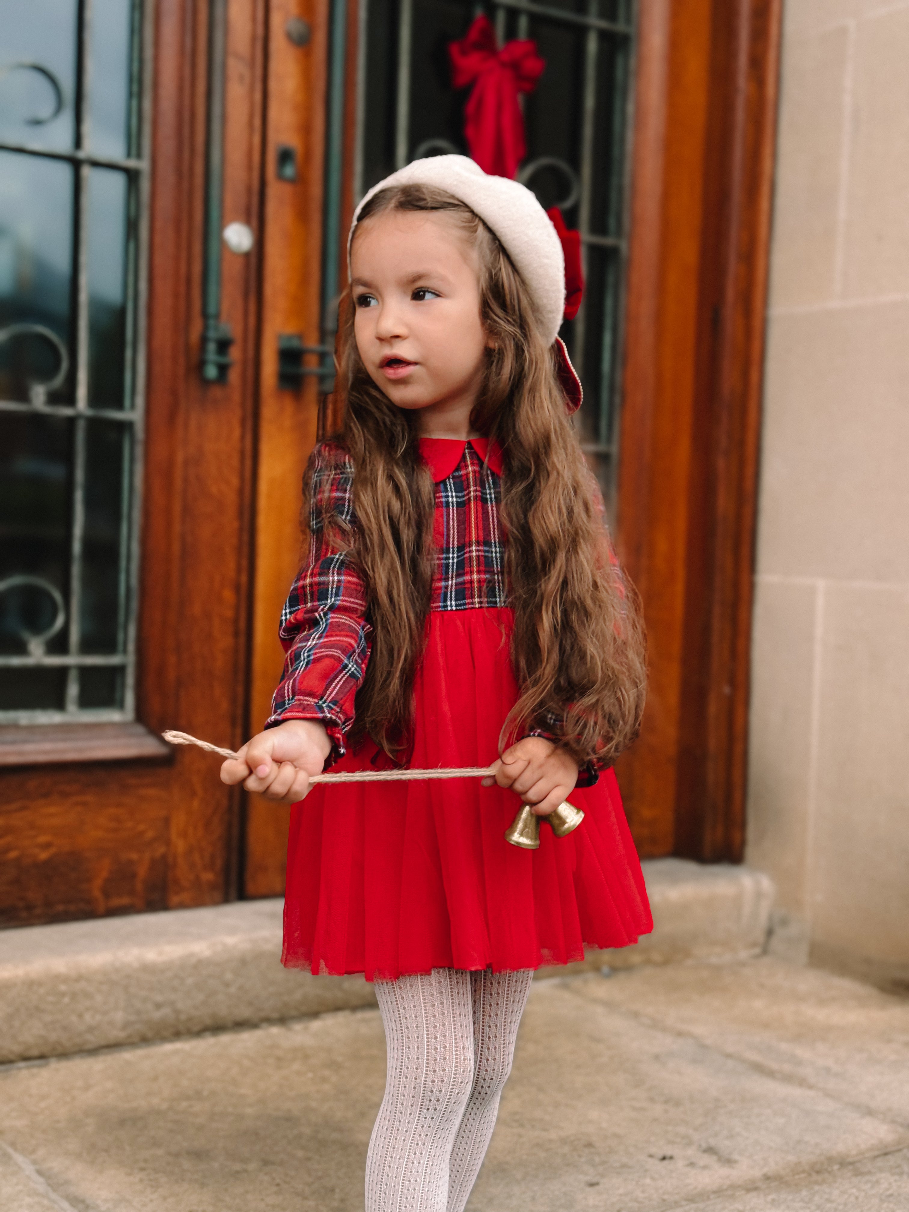 Tartan tulle tie back dress