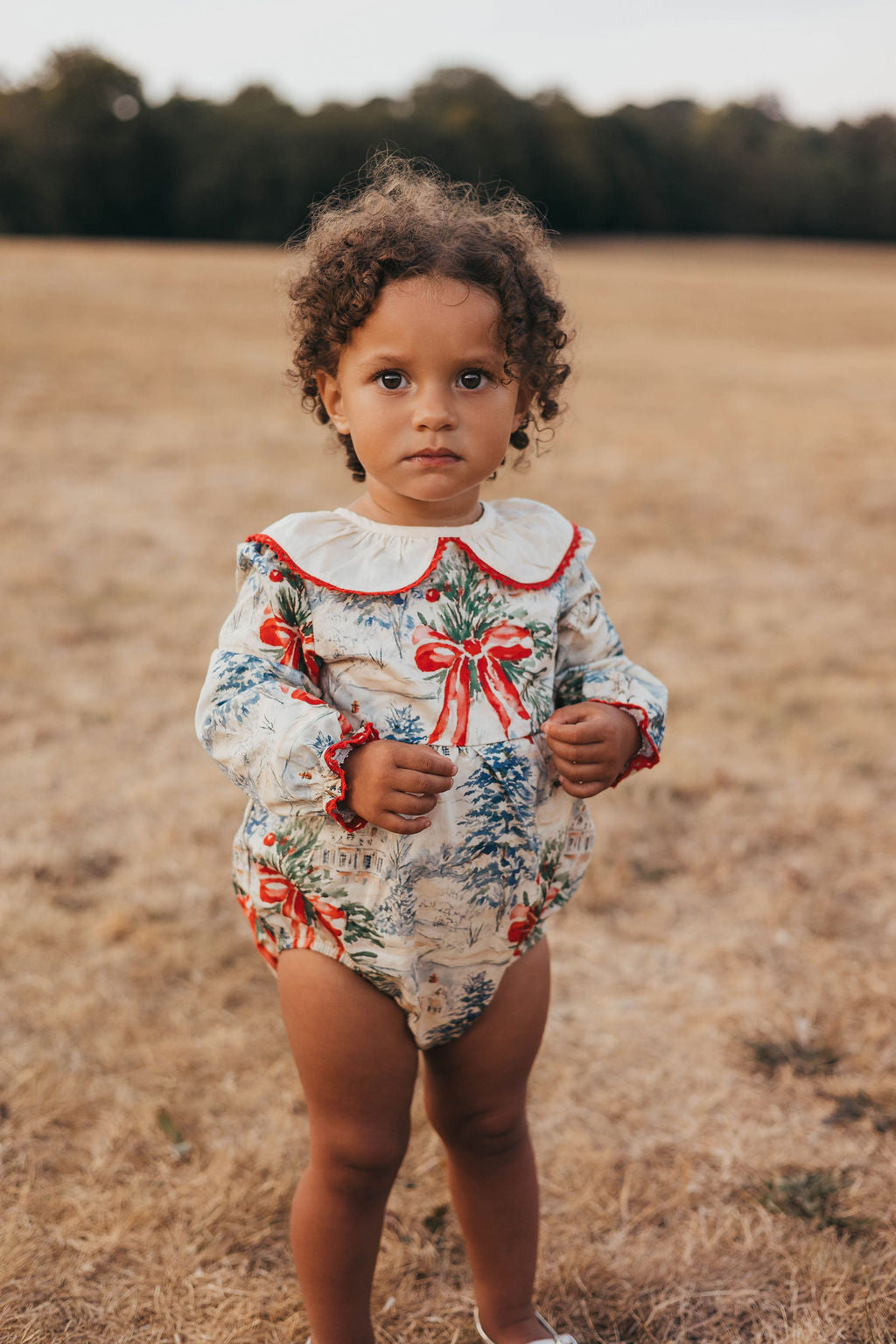 Winter cottage tie back romper