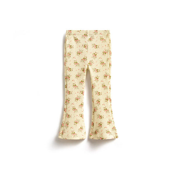 Spring floral ribbed flare leggings