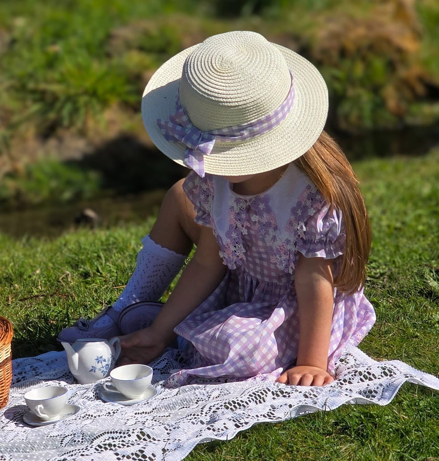 Lilac daise gingham dress
