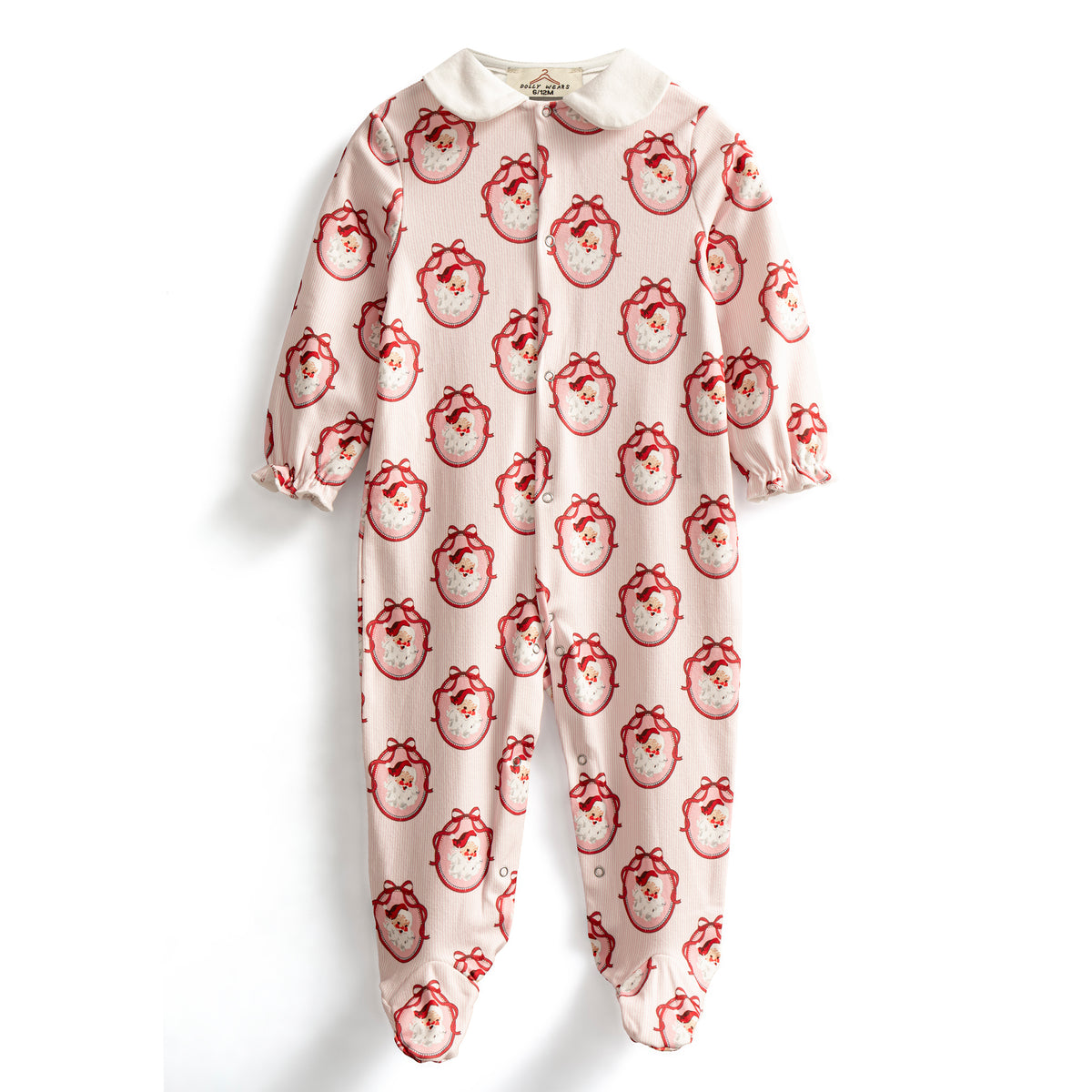 Pink santa stripe sleepsuit