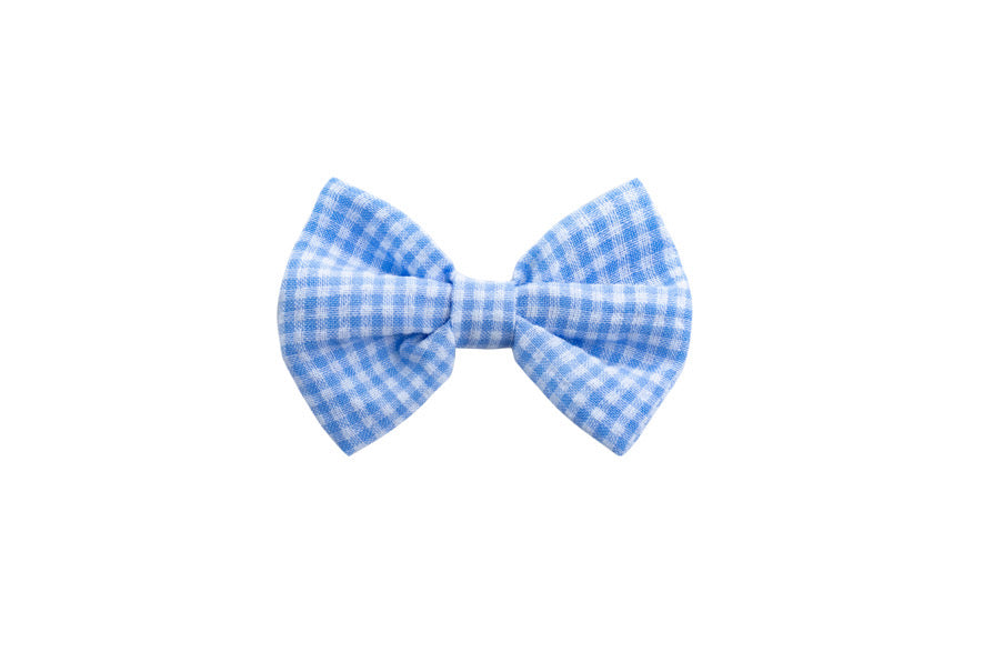 Blue gingham hair accessory