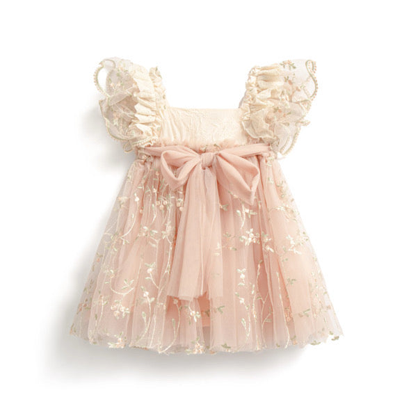 Tear drop lace tie back dress