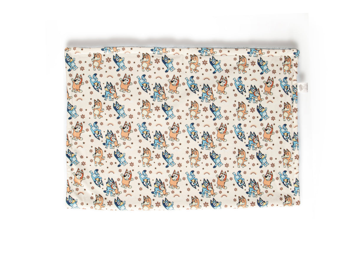Blue dog fleece lined blanket