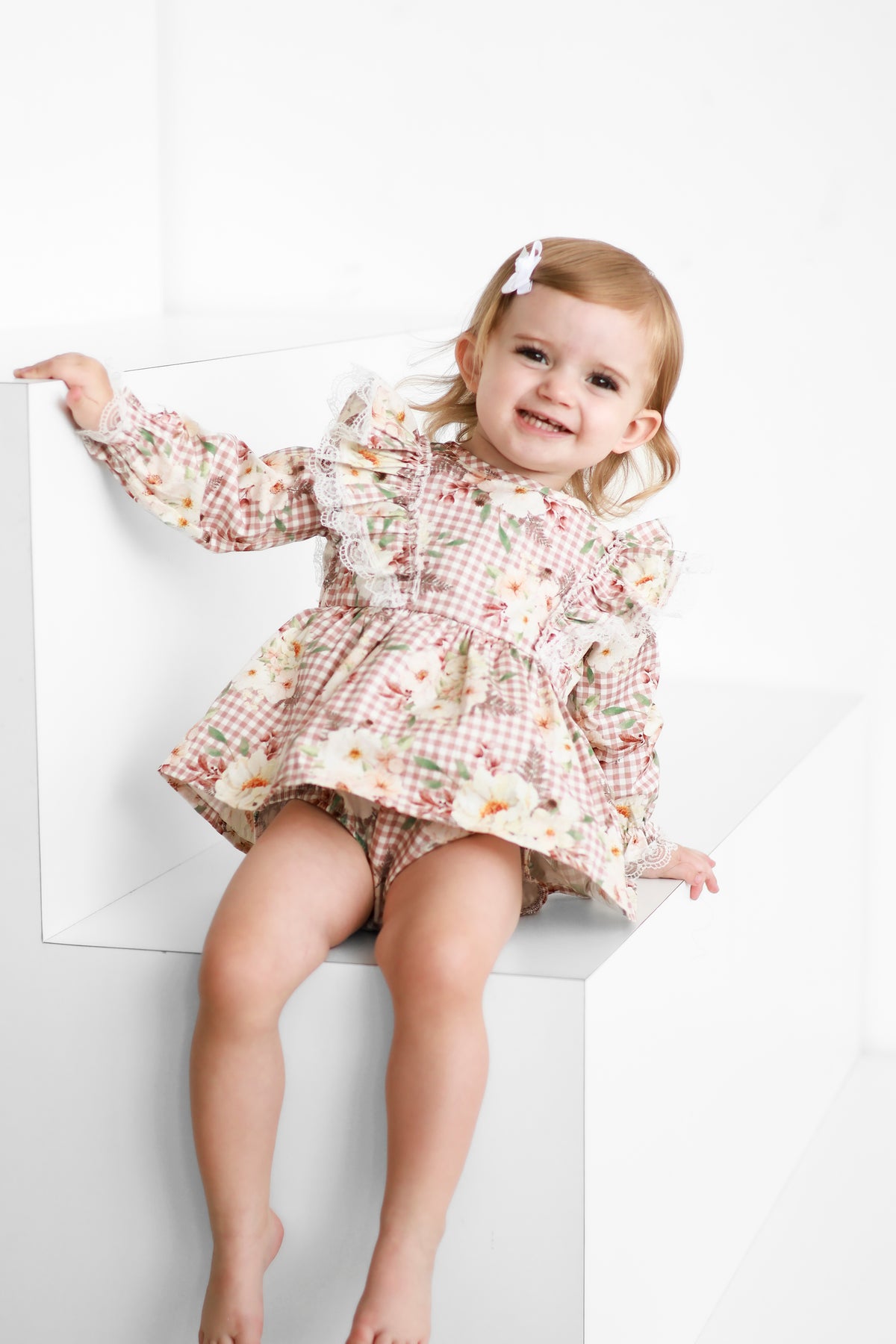 Gingham fields romper