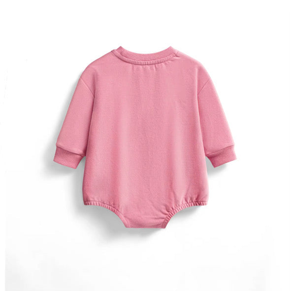 Pink crew sweatshirt romper