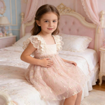 Tear drop lace tie back dress