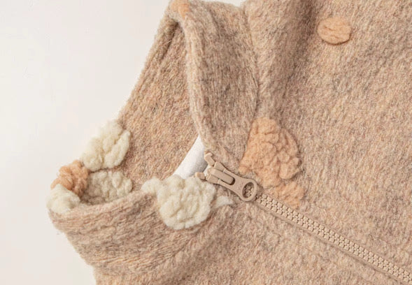 Beige floral teddy jacket