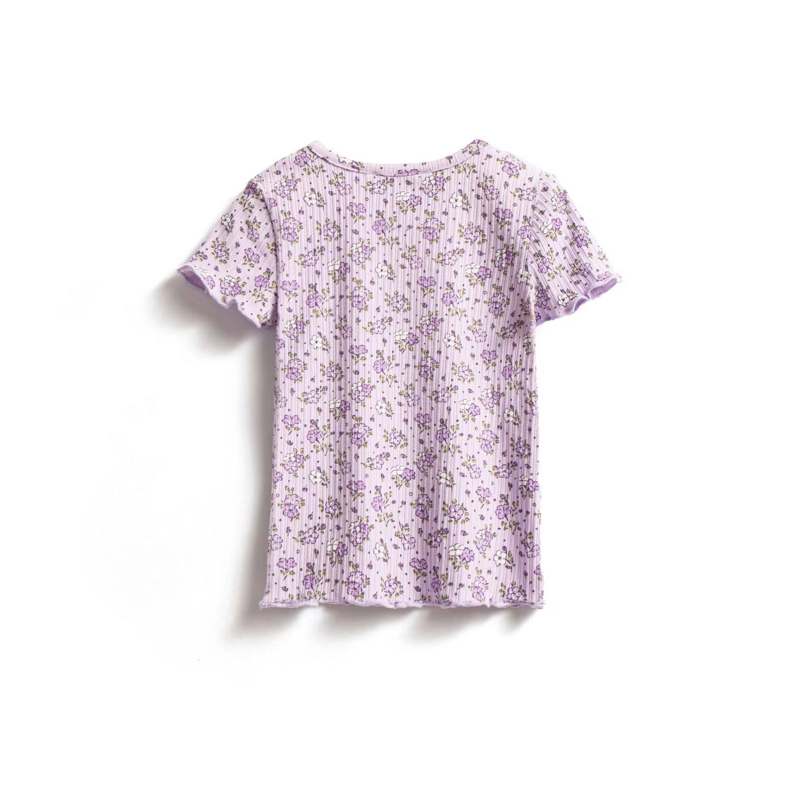 Lilac floral ribbed flare set