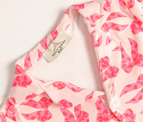 Bows & hearts women’s buttoned pyjamas
