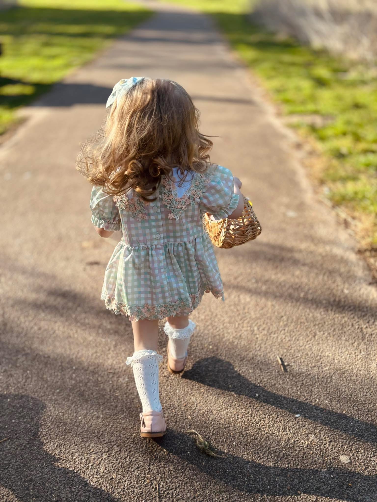 Sage daise gingham romper