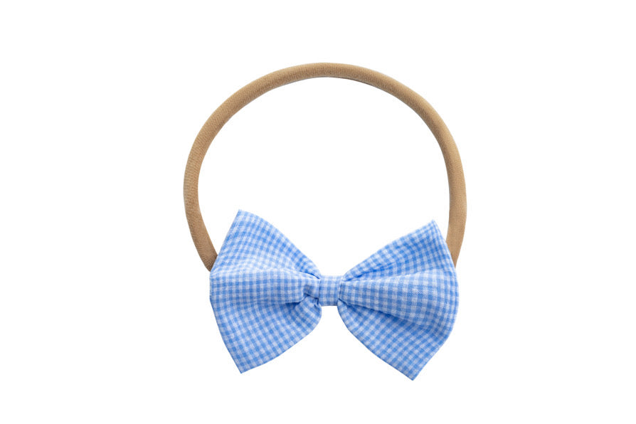 Blue gingham hair accessory
