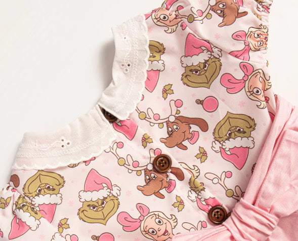 He’s a mean one tie back dress