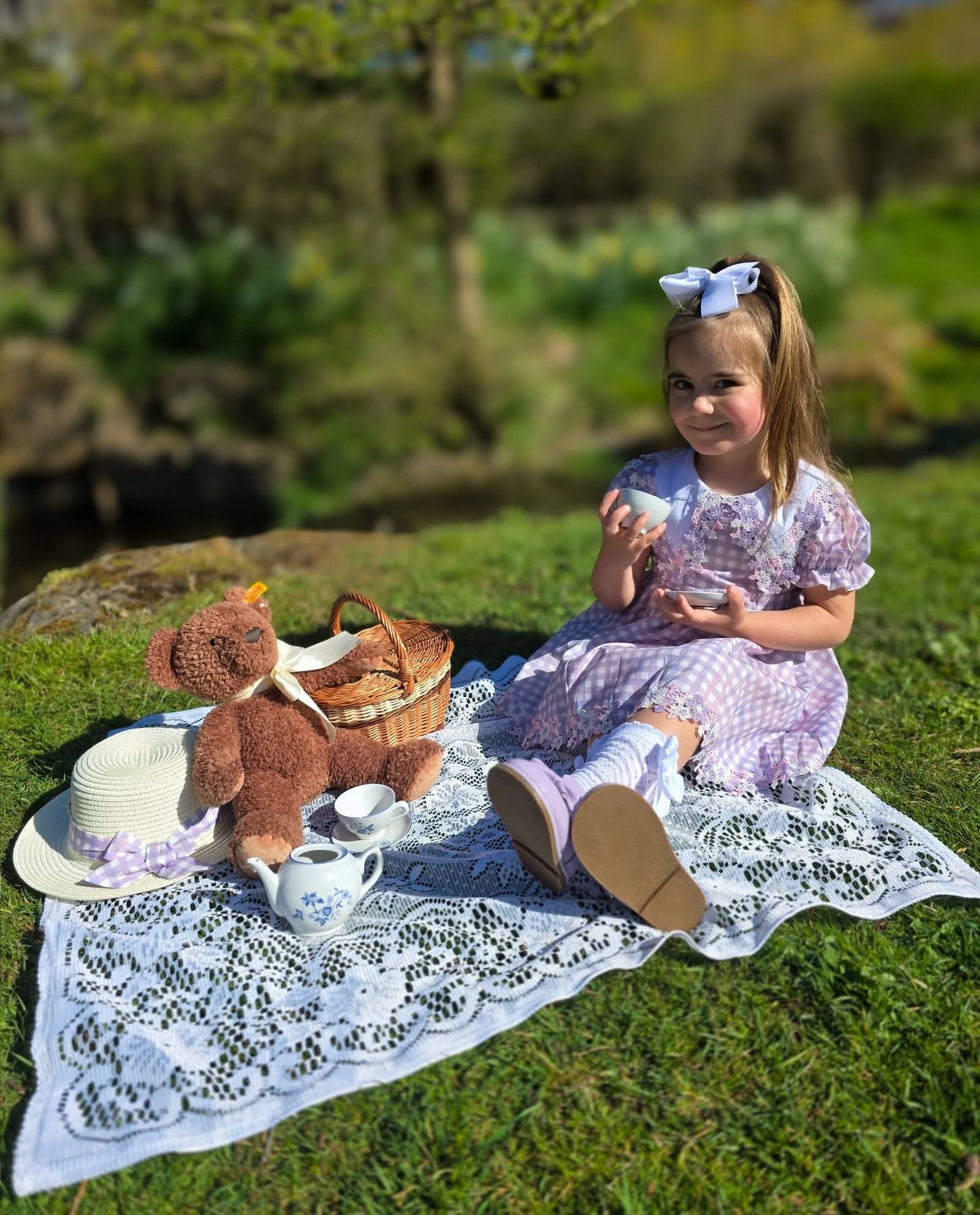 Lilac daise gingham dress