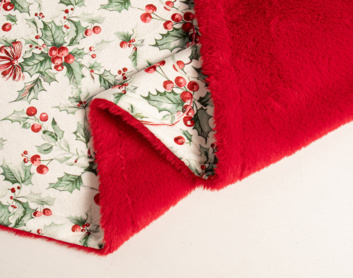 Holly berry fleece lined blanket