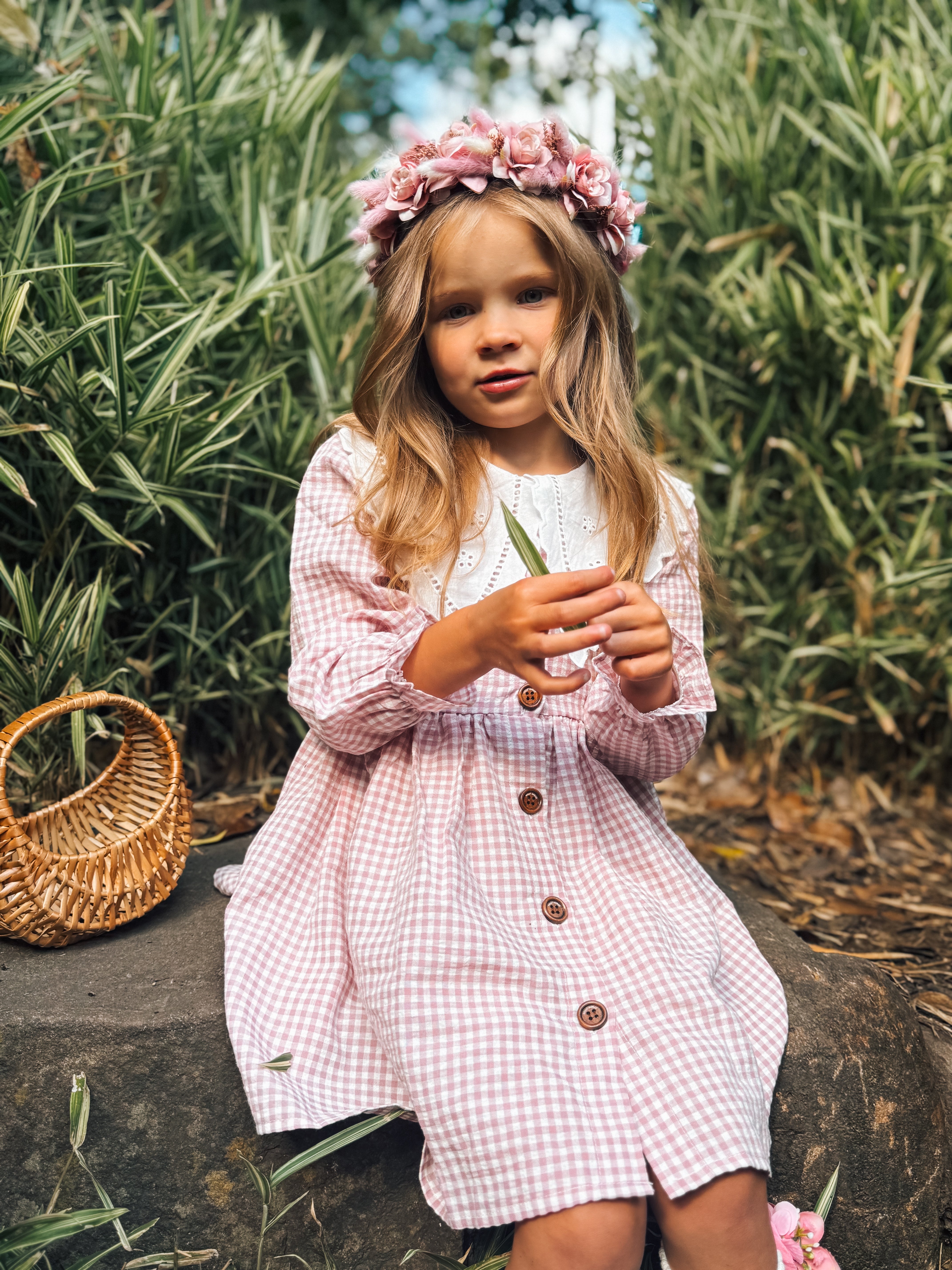 Blush gingham dress