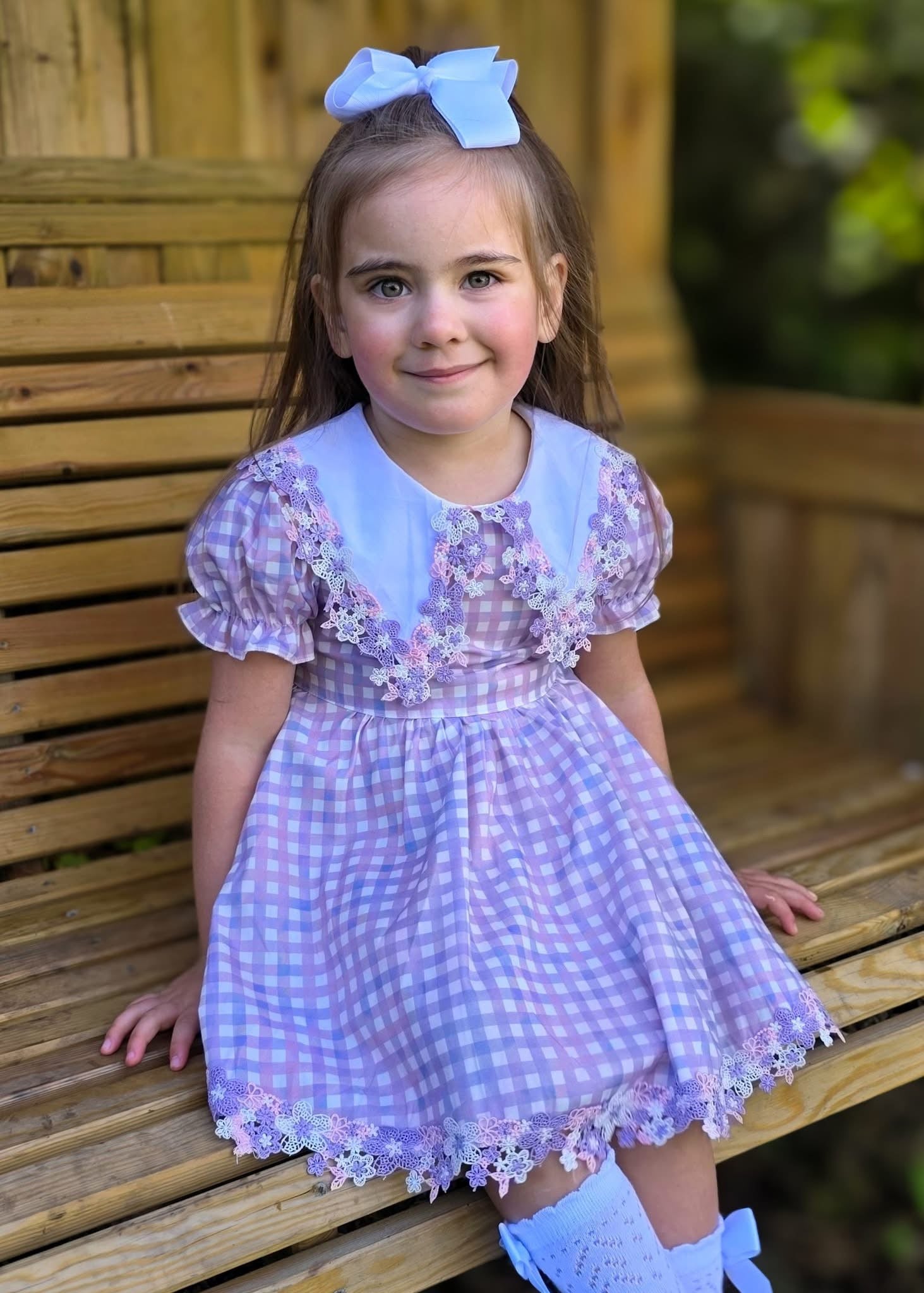 Lilac daise gingham dress