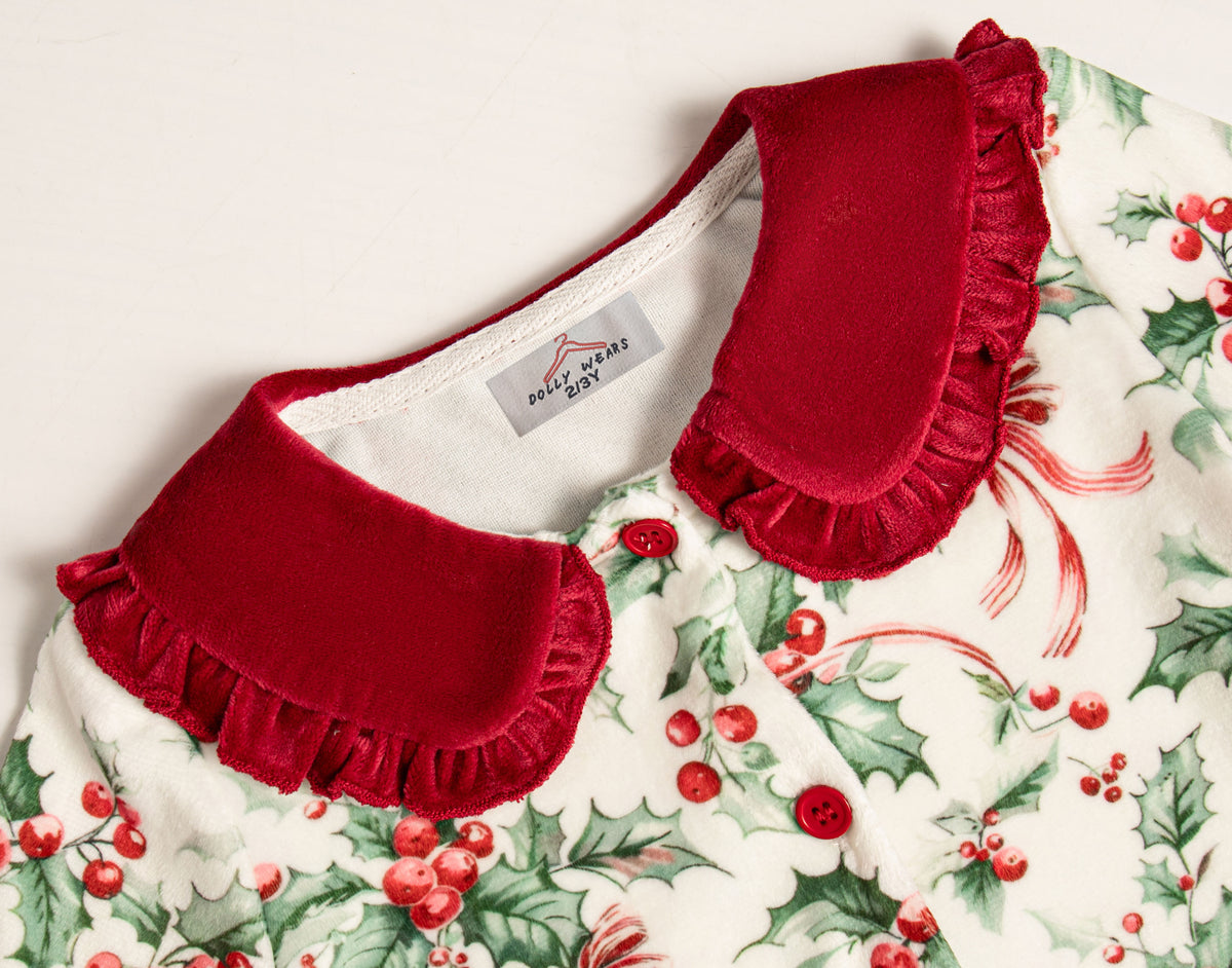 Holly berry buttoned pyjamas