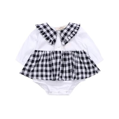 Black and white checked romper