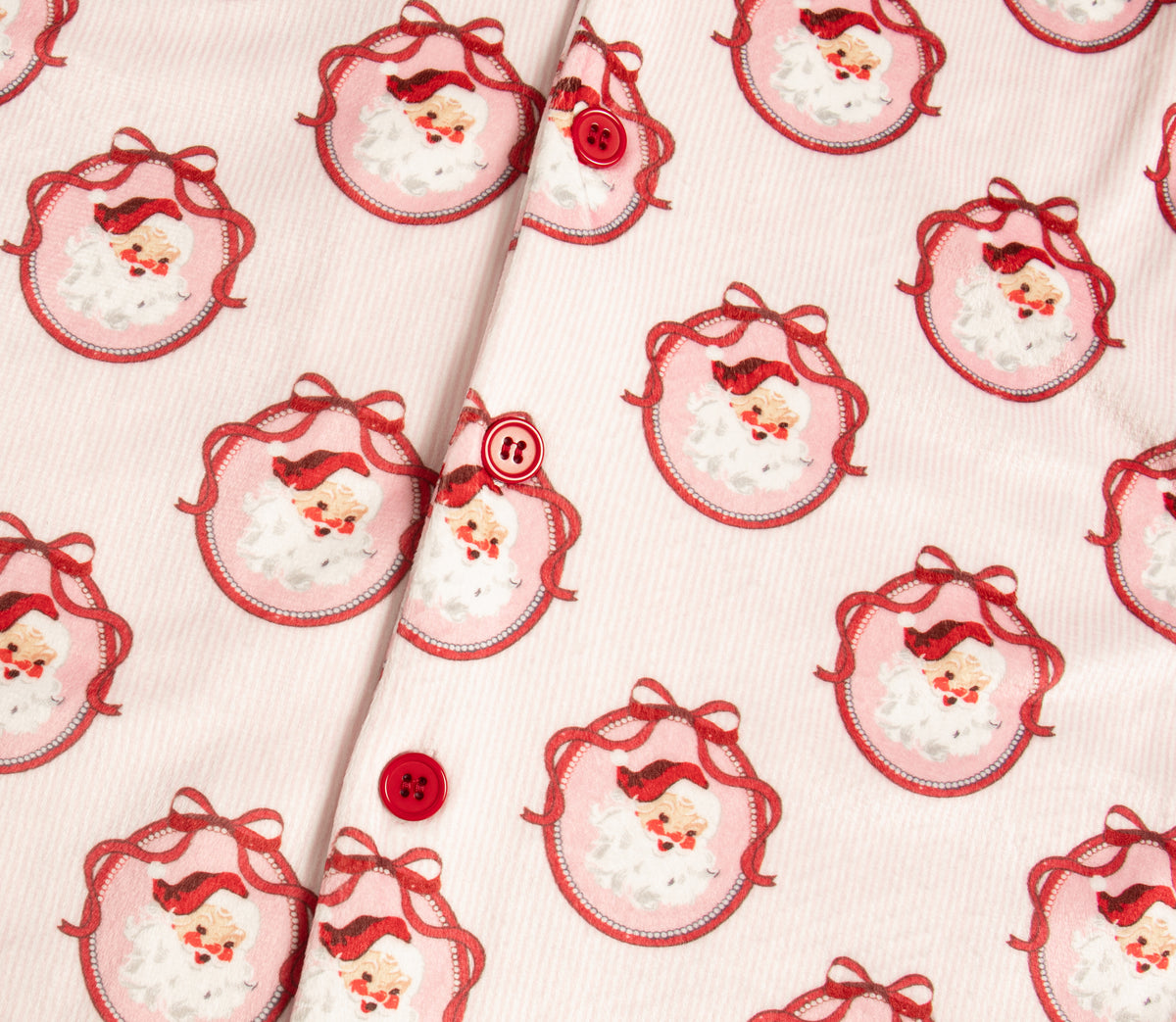 Pink Santa stripe women’s buttoned pyjamas