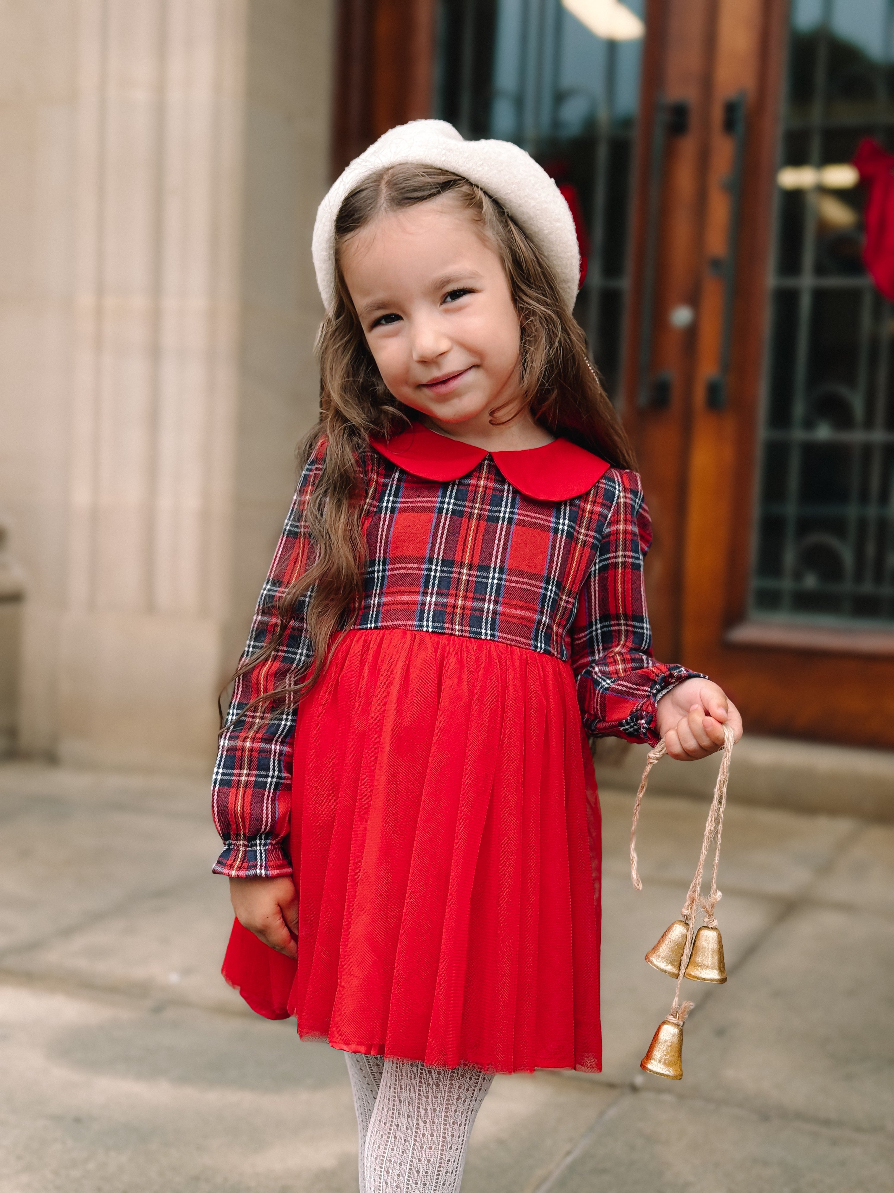 Tartan tulle tie back dress