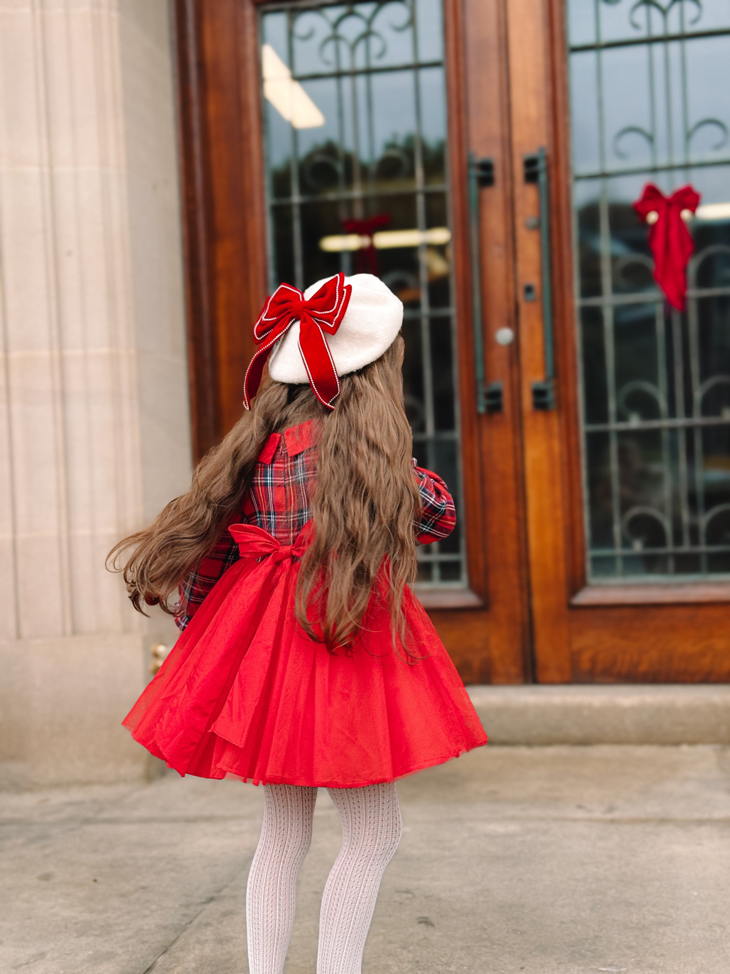 Tartan tulle tie back dress