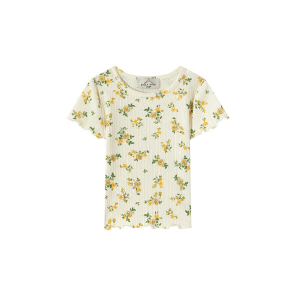 Lemon floral ribbed flare set