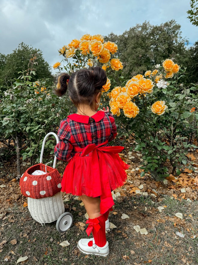 Tartan tulle tie back romper