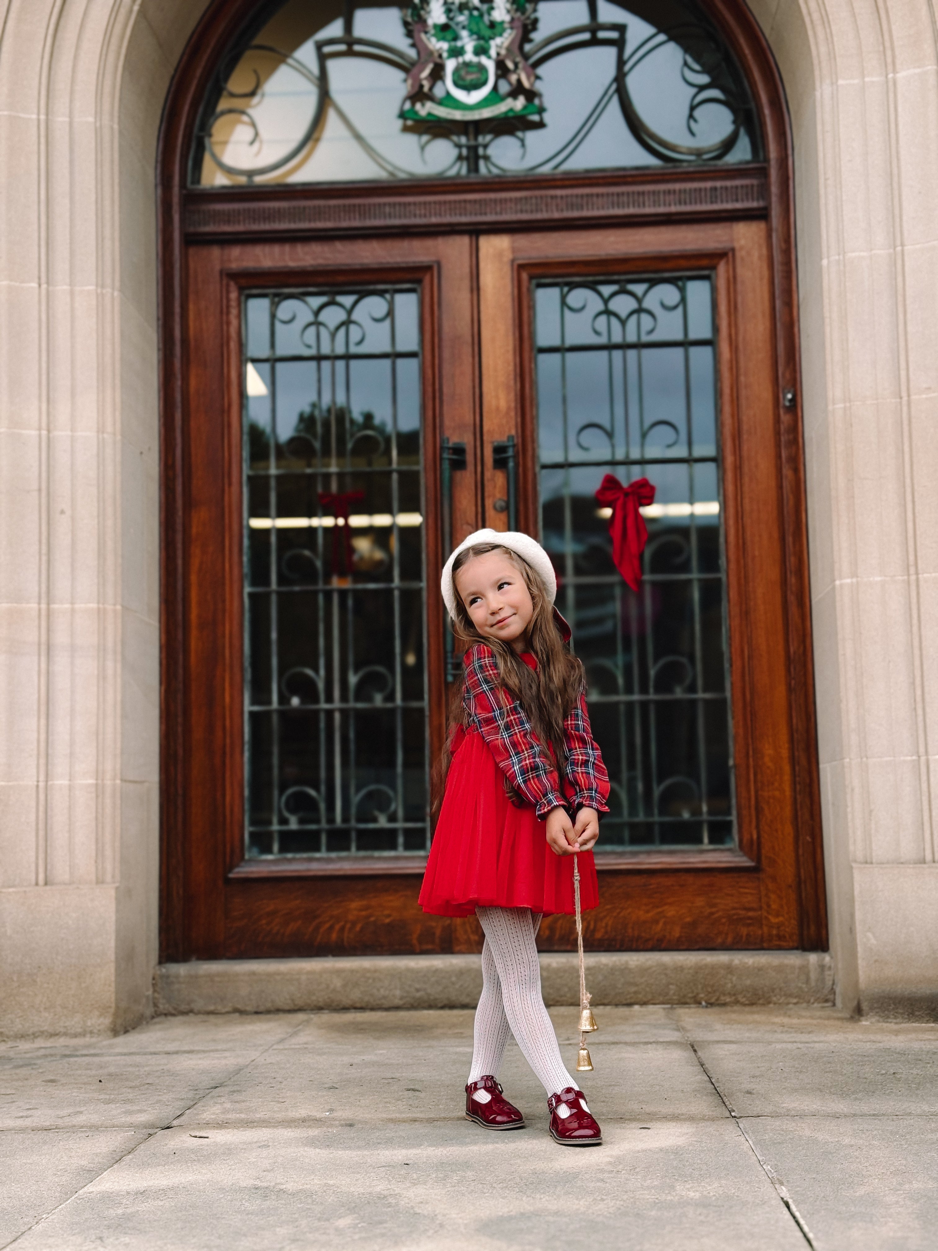 Tartan tulle tie back dress