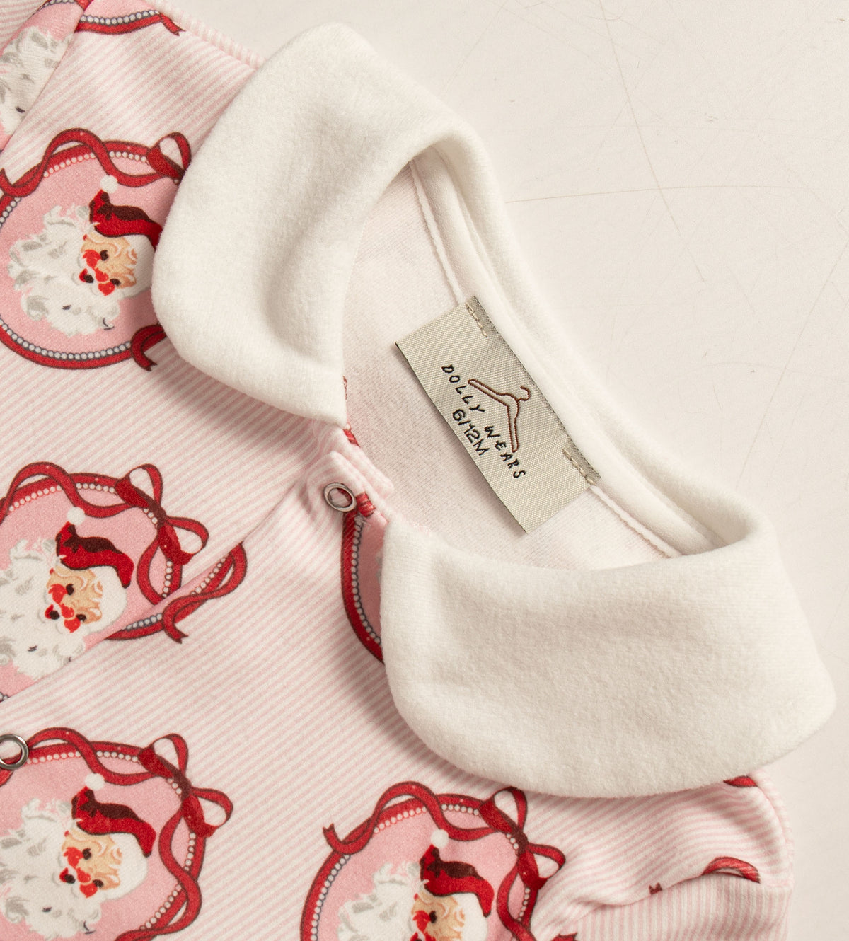 Pink santa stripe sleepsuit