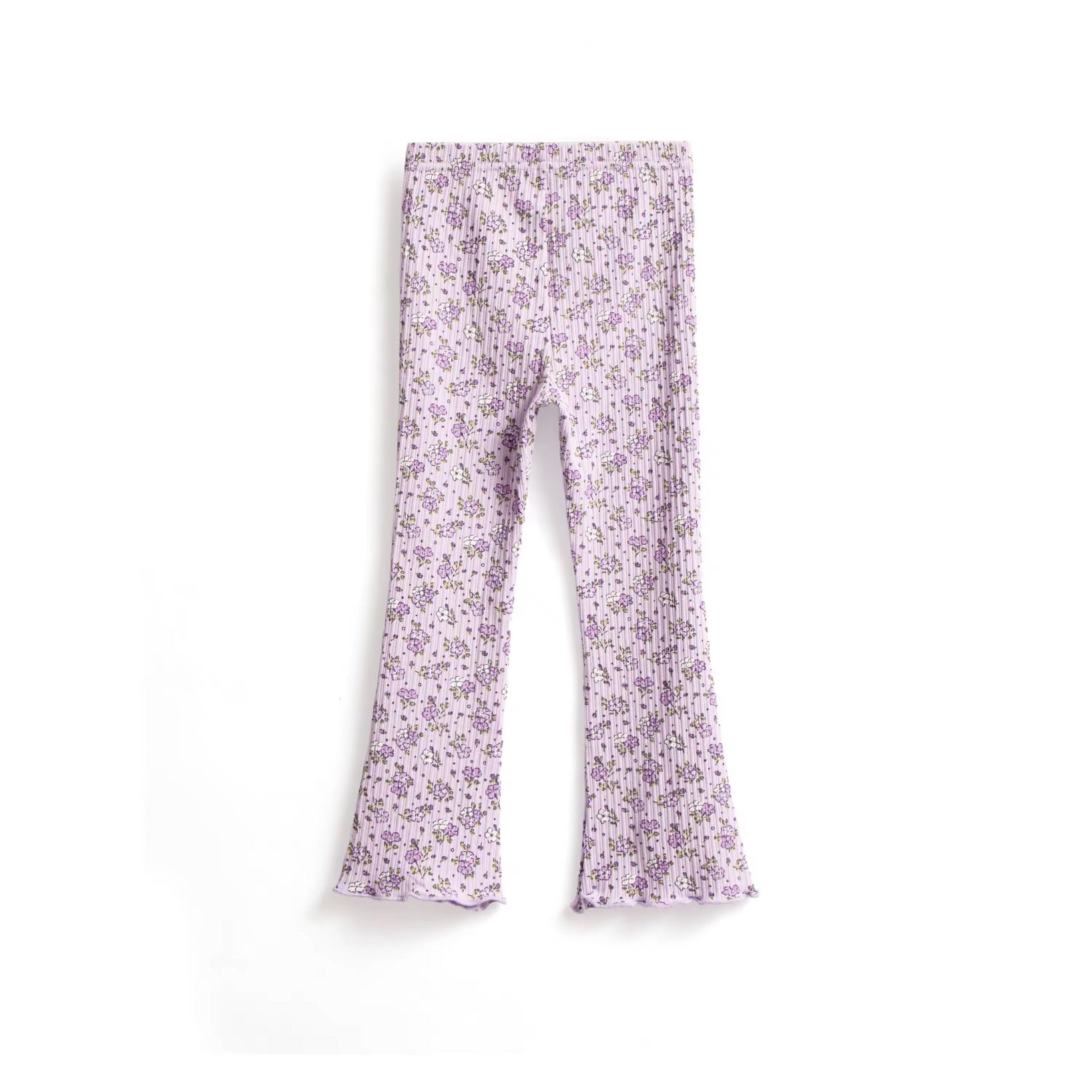 Lilac floral ribbed flare set