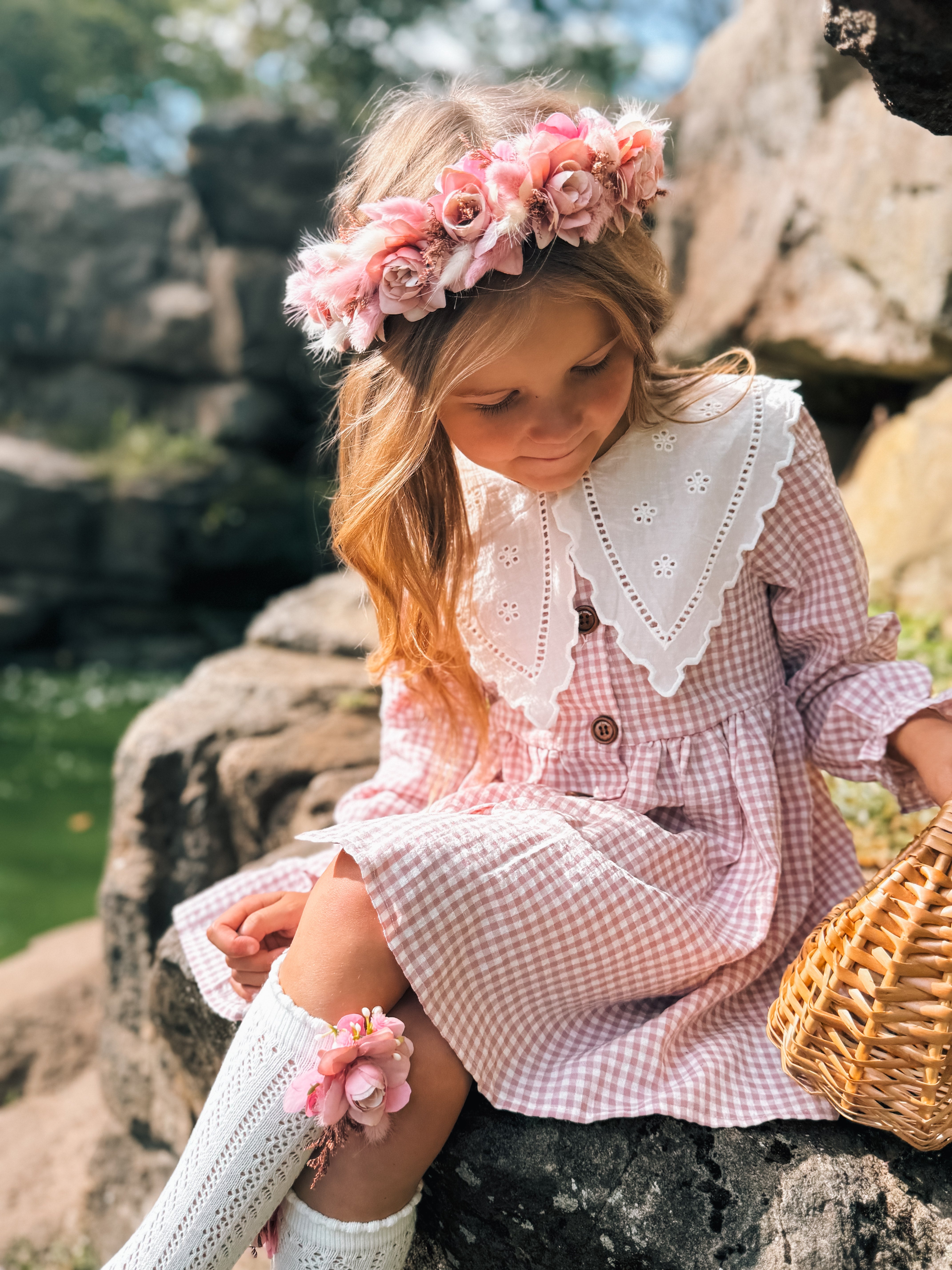Blush gingham dress