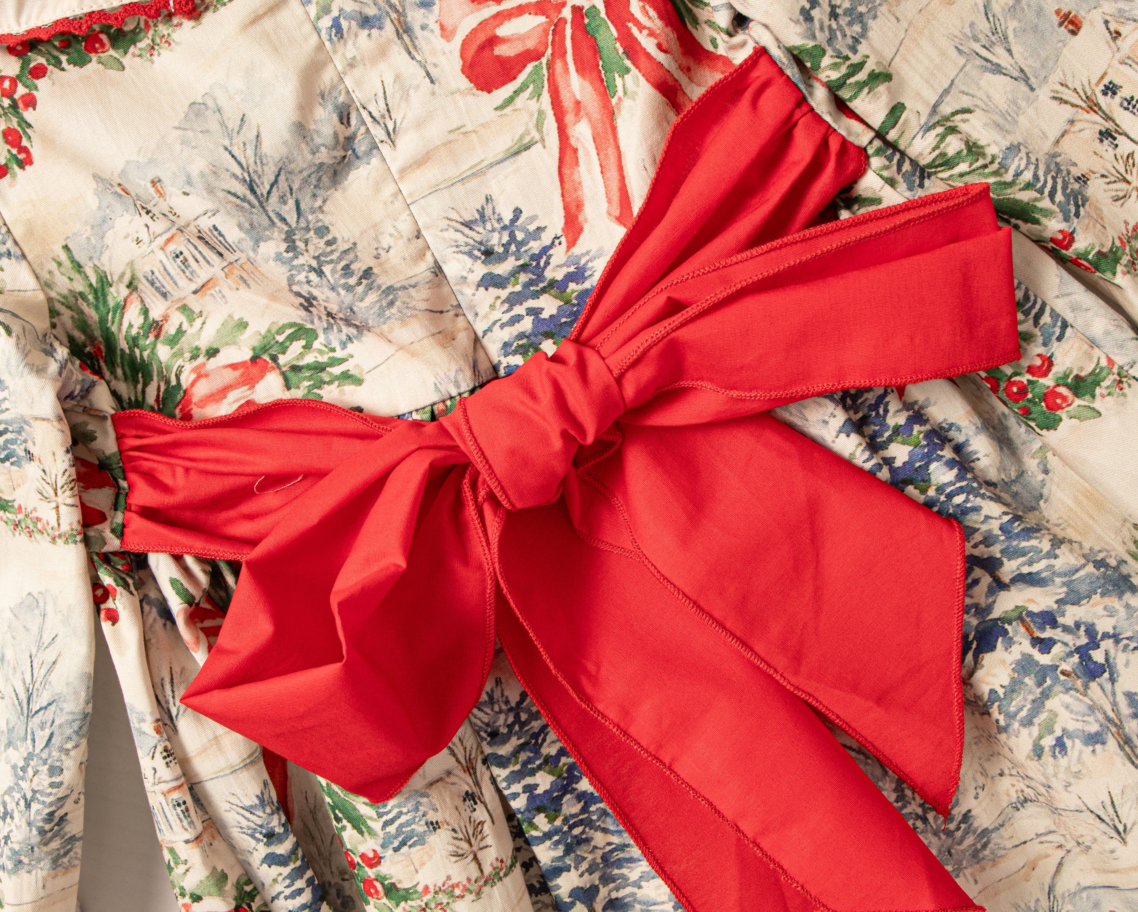 Winter cottage tie back romper