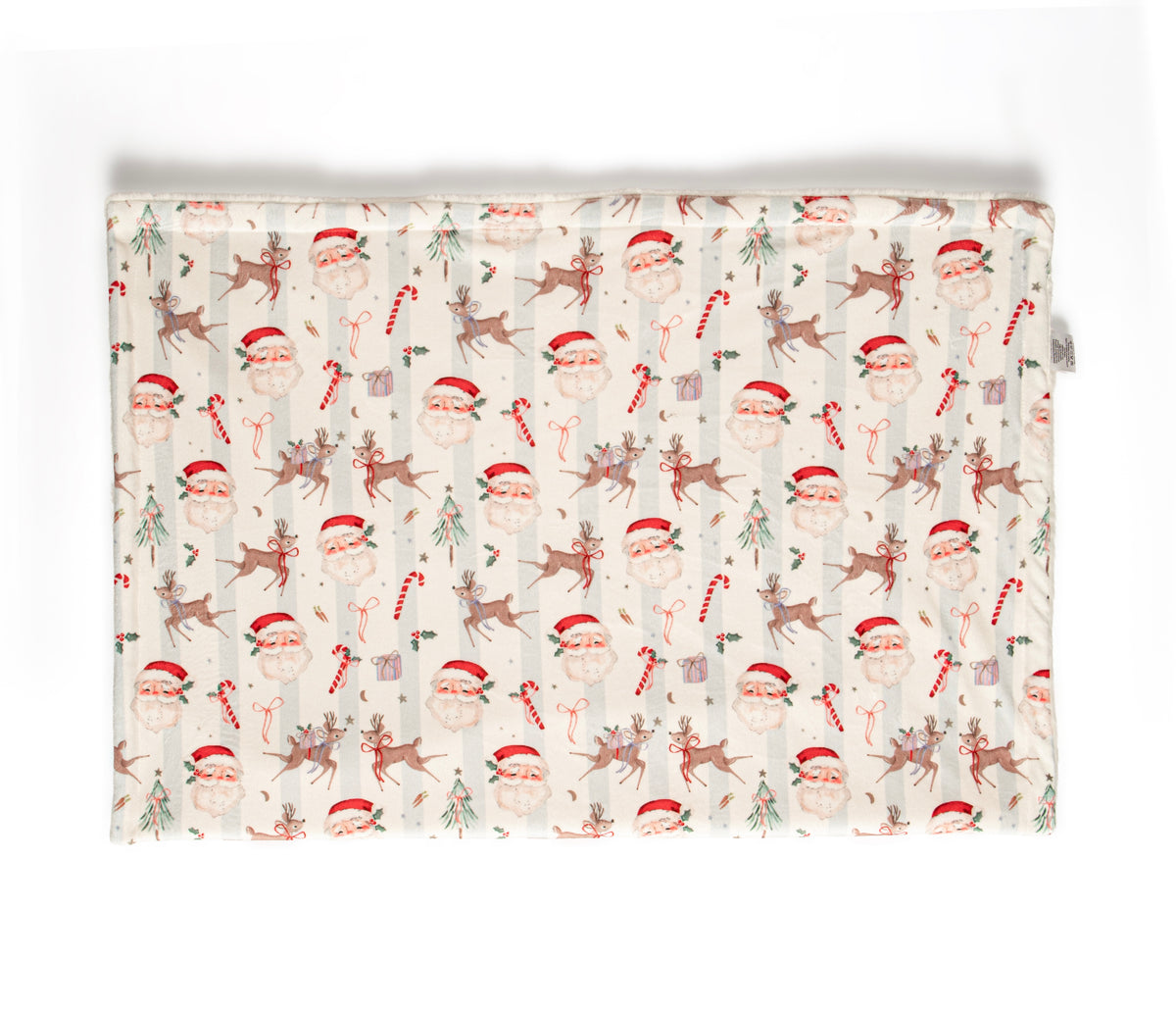 Santa blue stripe fleece lined blanket
