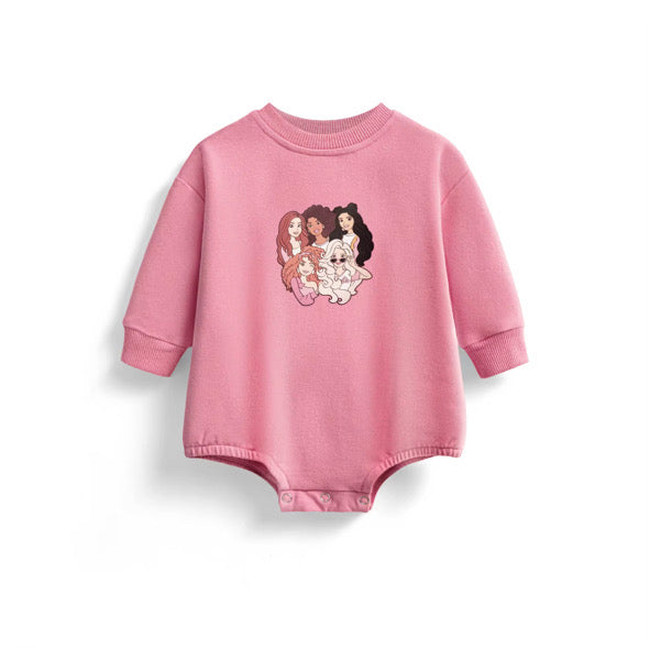 Pink crew sweatshirt romper