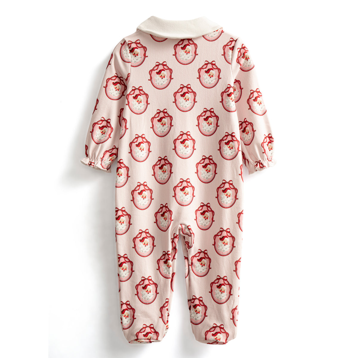 Pink santa stripe sleepsuit