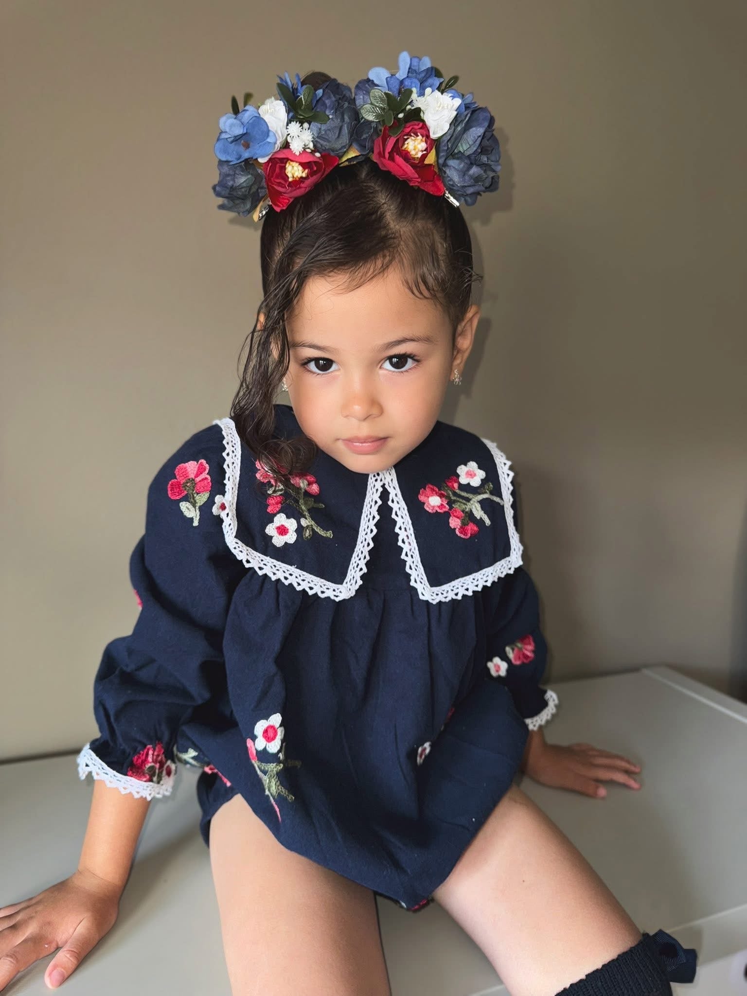 Violet brushed cotton romper