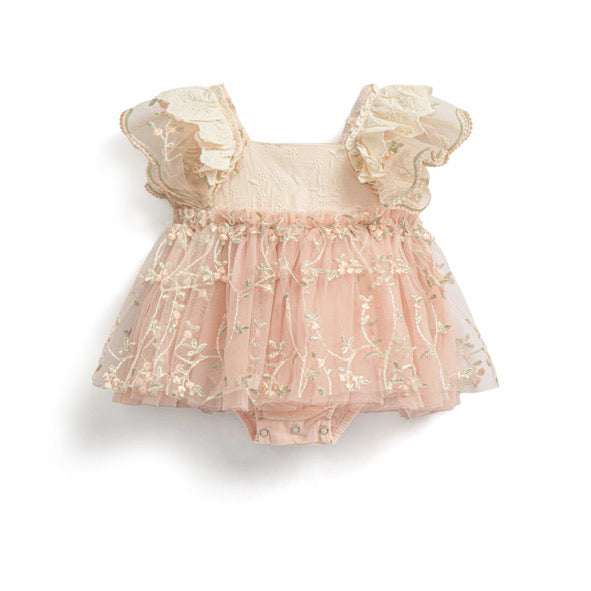 Tear drop lace tie back romper