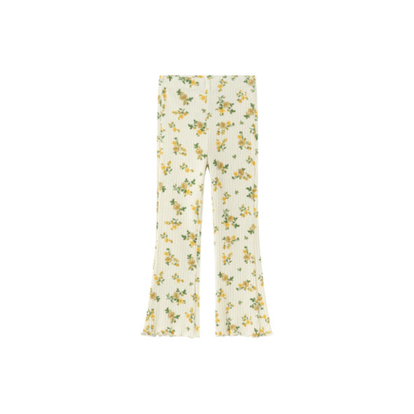 Lemon floral ribbed flare set