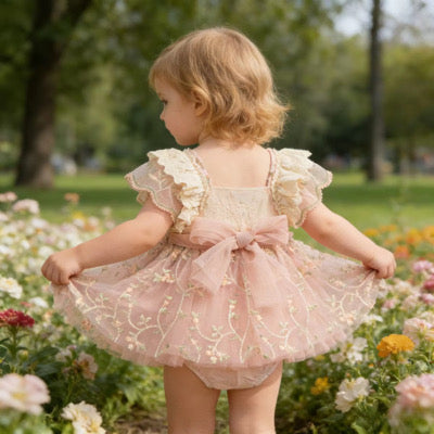 Tear drop lace tie back romper