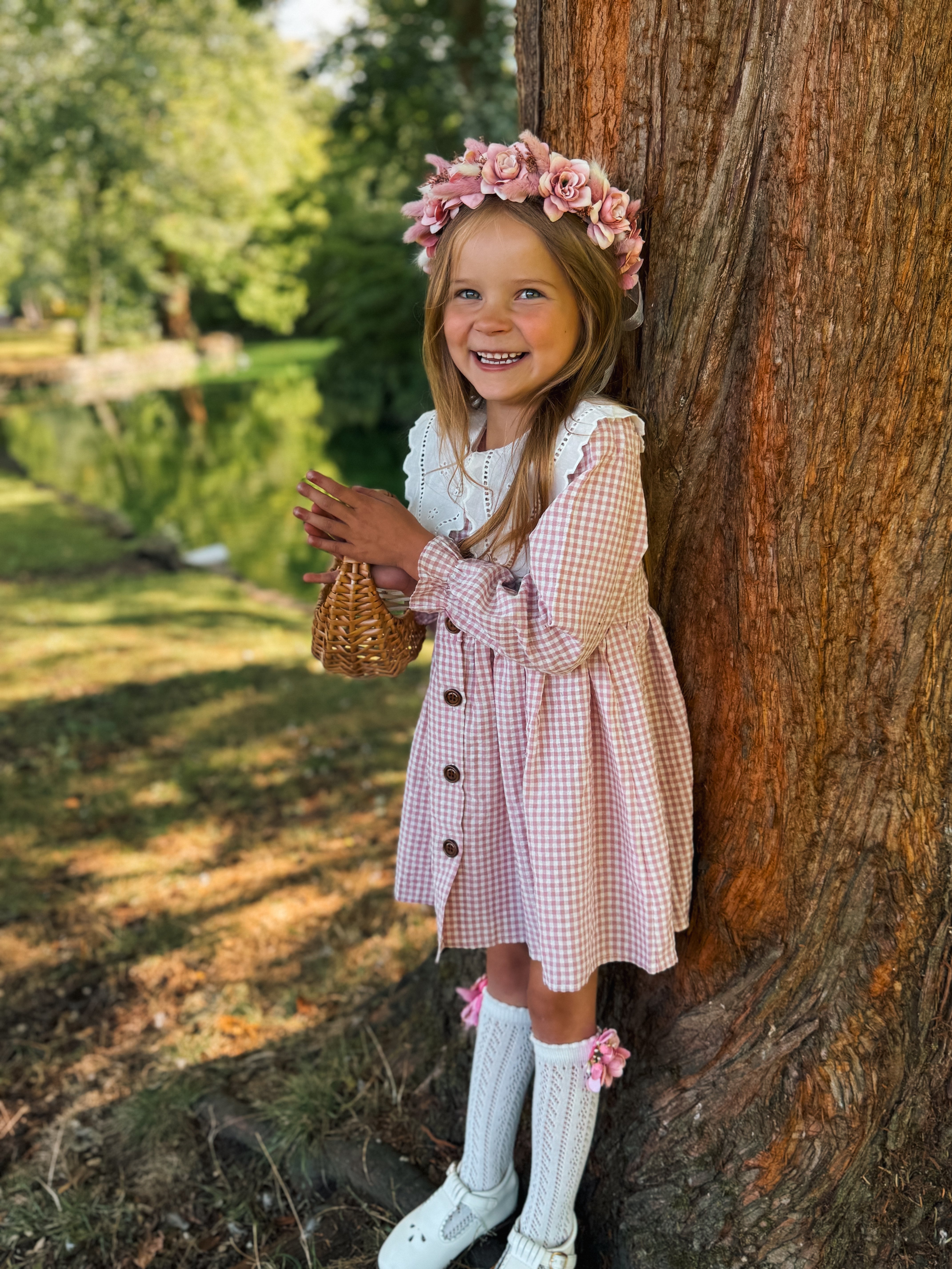 Blush gingham dress
