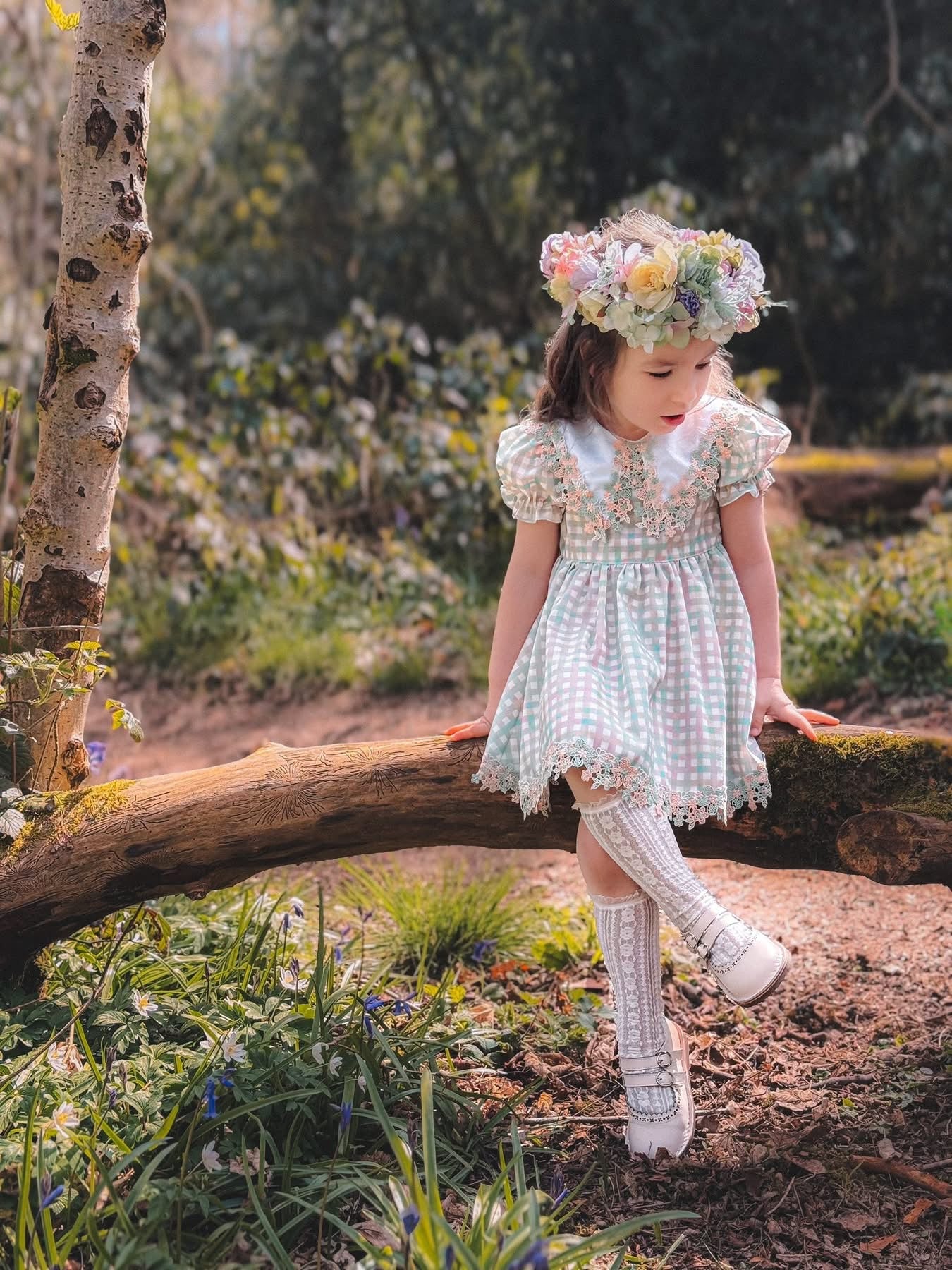 Sage daise gingham dress