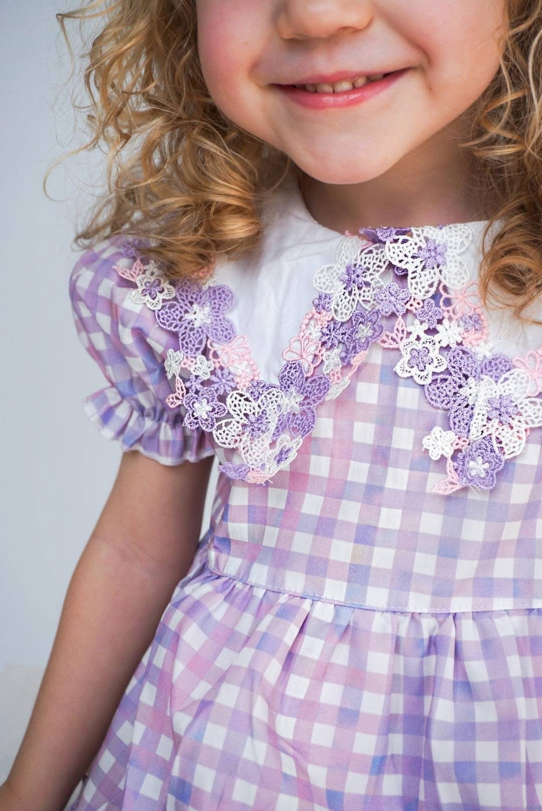 Lilac daise gingham romper