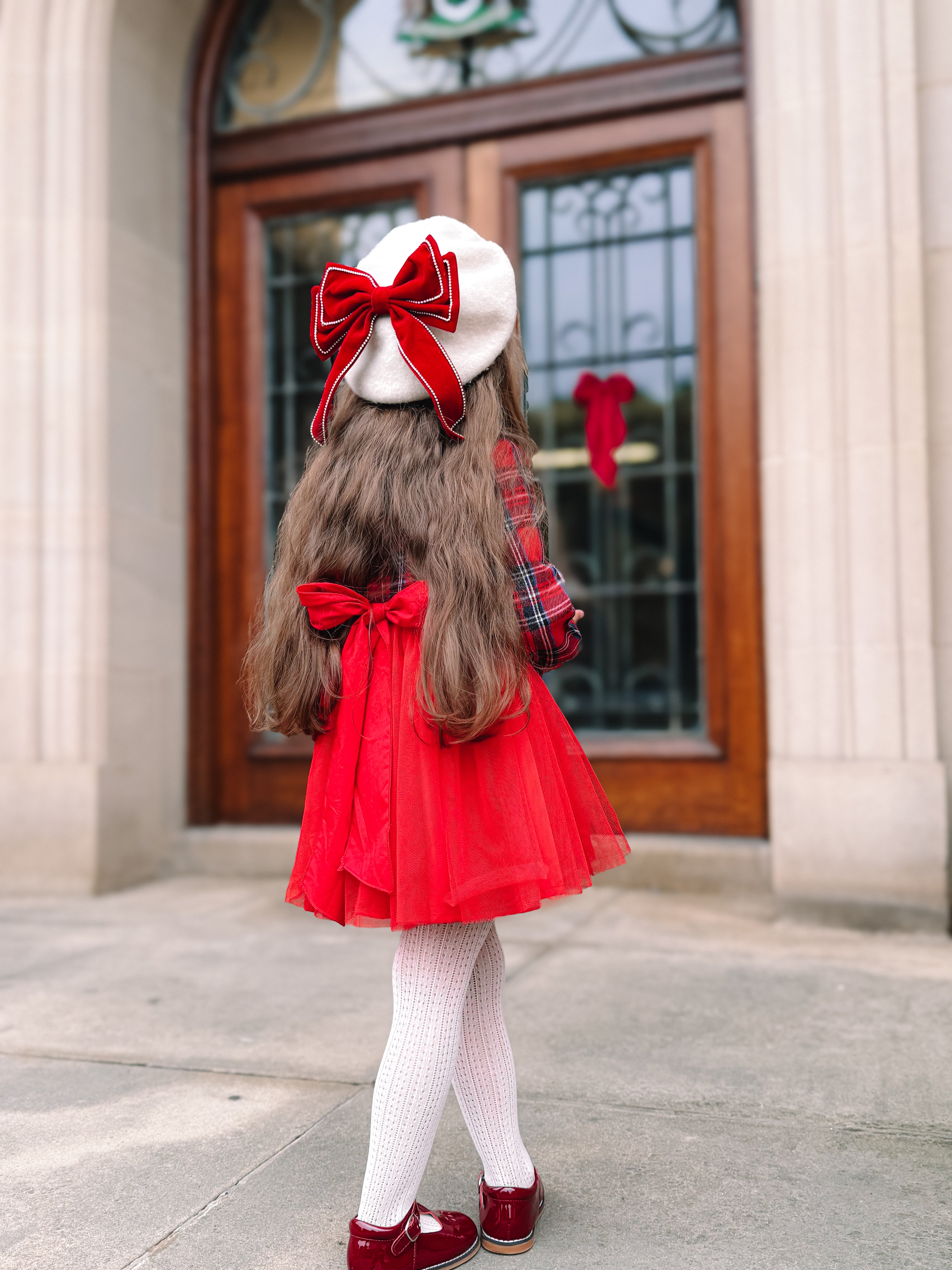 Tartan tulle tie back dress