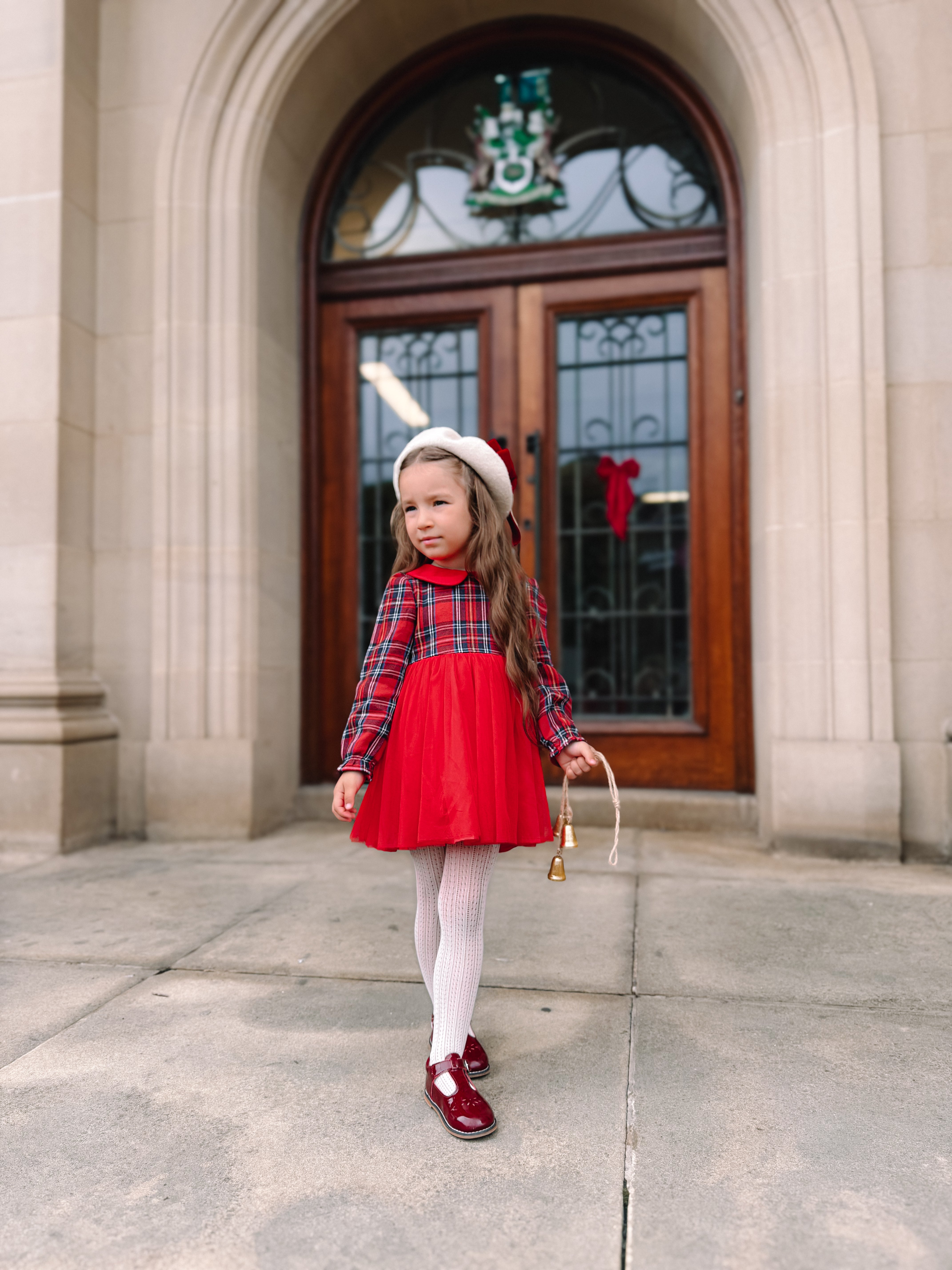 Tartan tulle tie back dress