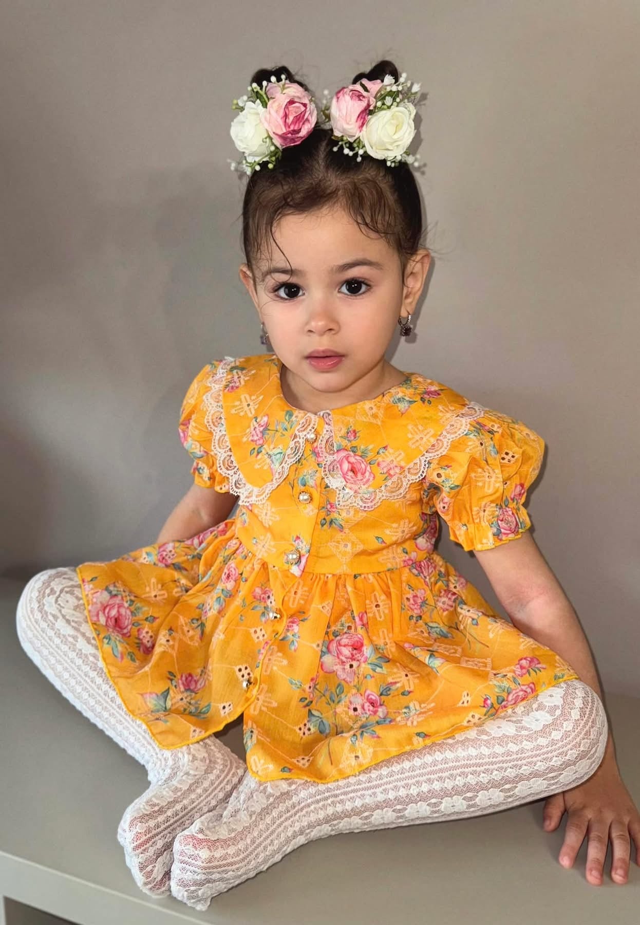Apricot anglaise buttoned romper